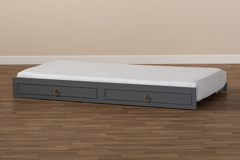 Baxton Studio Mariana Classic and Traditional Grey Finished Wood Twin Size Trundle