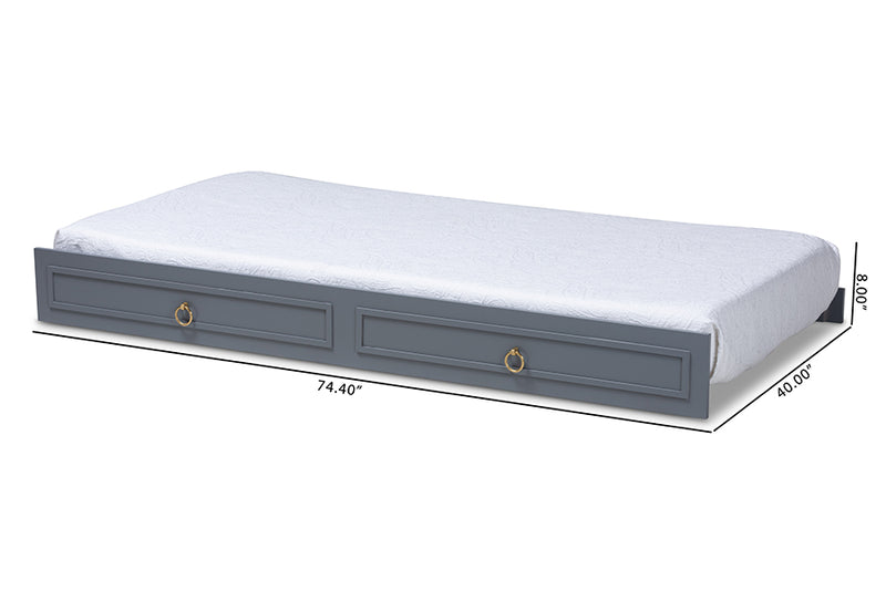 Baxton Studio Mariana Classic and Traditional Grey Finished Wood Twin Size Trundle