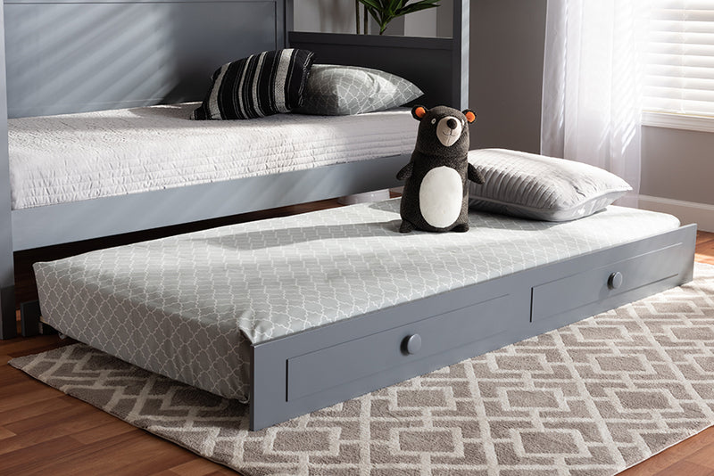 Baxton Studio Cintia Cottage Farmhouse Grey Finished Wood Twin Size Trundle