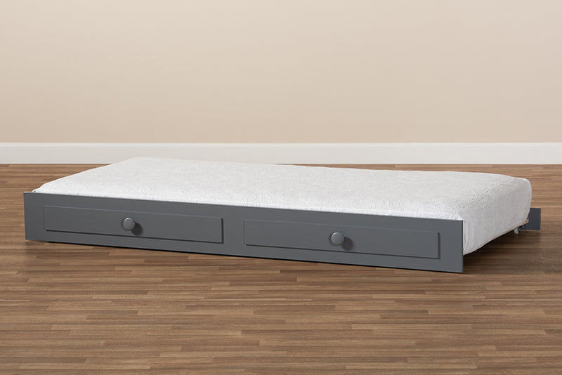 Baxton Studio Cintia Cottage Farmhouse Grey Finished Wood Twin Size Trundle