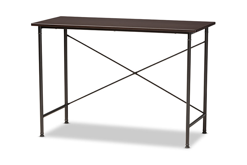 Baxton Studio Tavin Industrial Espresso Wood and Black Metal Criss-Cross Desk