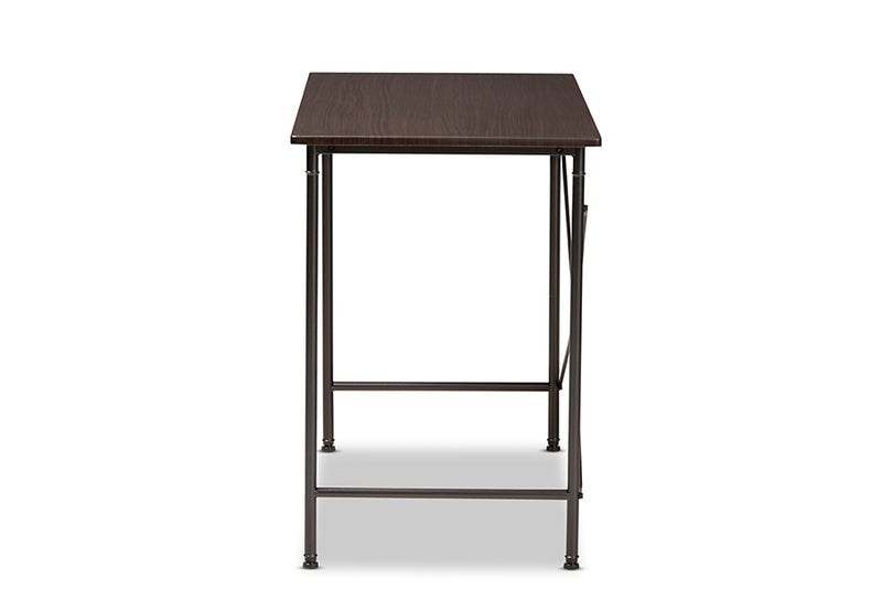 Baxton Studio Tavin Industrial Espresso Wood and Black Metal Criss-Cross Desk