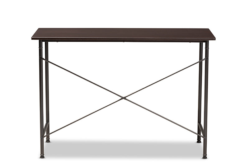 Baxton Studio Tavin Industrial Espresso Wood and Black Metal Criss-Cross Desk