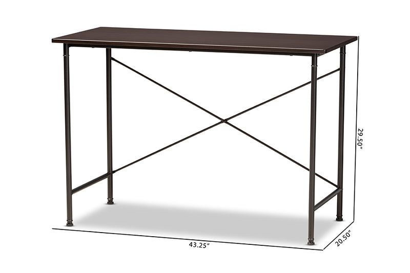 Baxton Studio Tavin Industrial Espresso Wood and Black Metal Criss-Cross Desk
