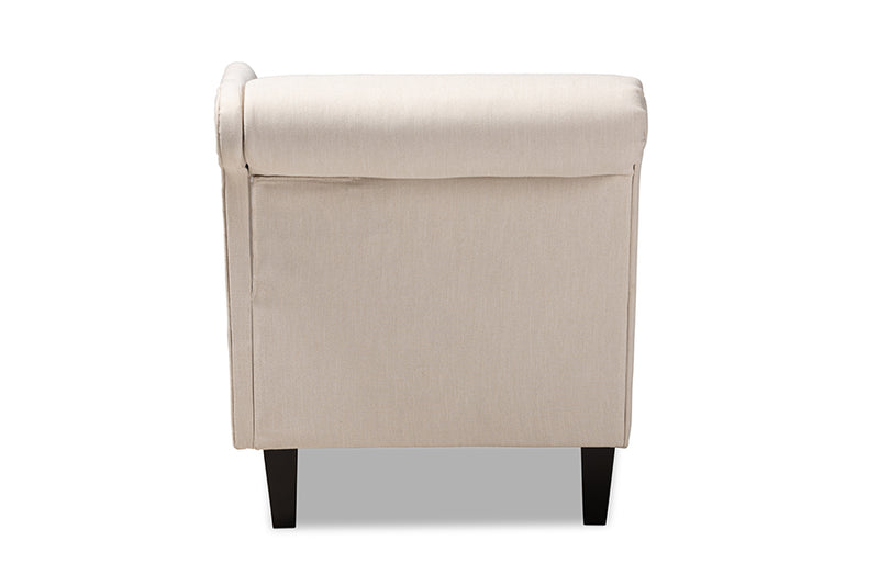 Baxton Studio Florent Modern and Contemporary Beige Fabric Upholstered Black Finished Chaise Lounge