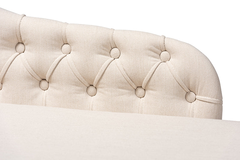 Baxton Studio Florent Modern and Contemporary Beige Fabric Upholstered Black Finished Chaise Lounge