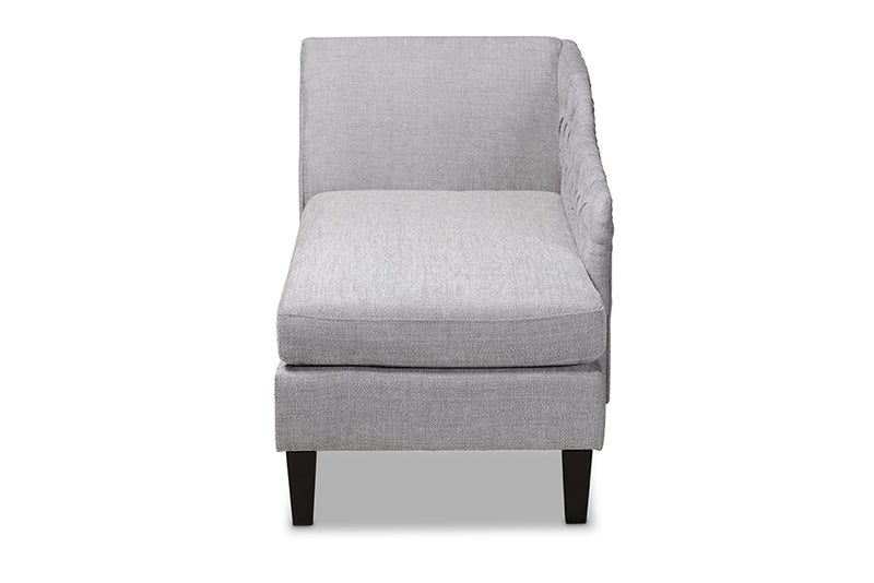 Baxton Studio Florent Modern and Contemporary Grey Fabric Upholstered Black Finished Chaise Lounge