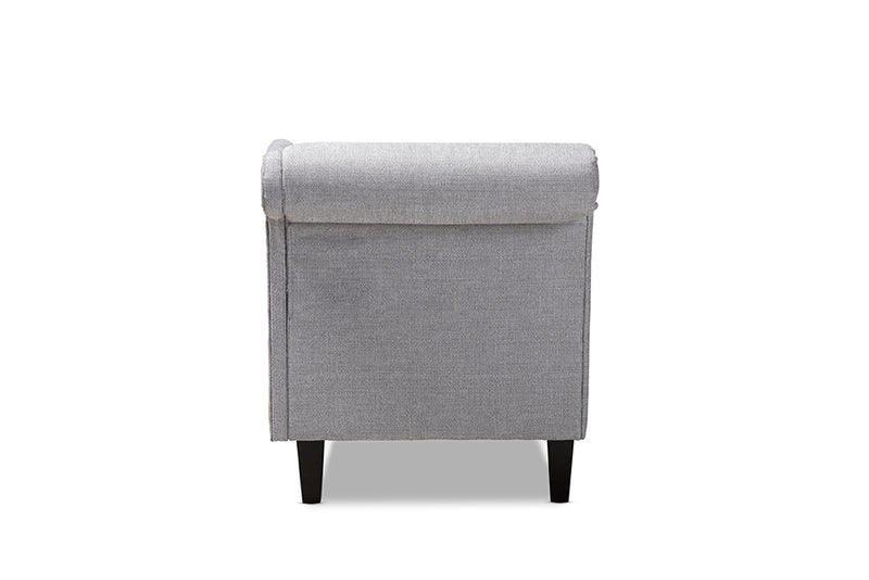 Baxton Studio Florent Modern and Contemporary Grey Fabric Upholstered Black Finished Chaise Lounge