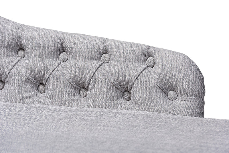 Baxton Studio Florent Modern and Contemporary Grey Fabric Upholstered Black Finished Chaise Lounge