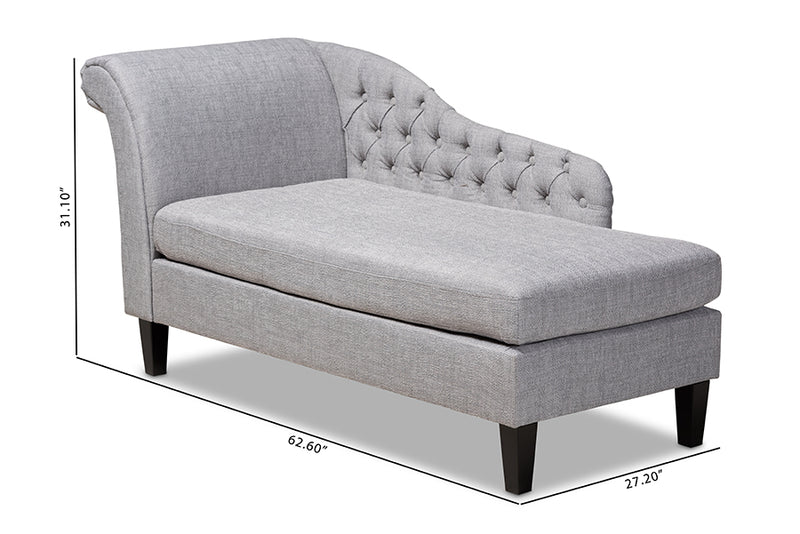 Baxton Studio Florent Modern and Contemporary Grey Fabric Upholstered Black Finished Chaise Lounge