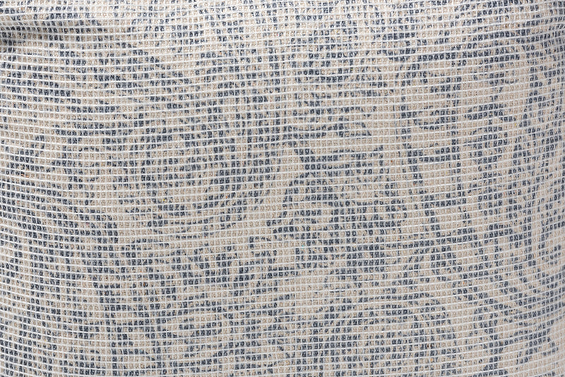 Baxton Studio Juvita Modern and Contemporary Ivory and Blue Handwoven Cotton Paisley Pouf Ottoman