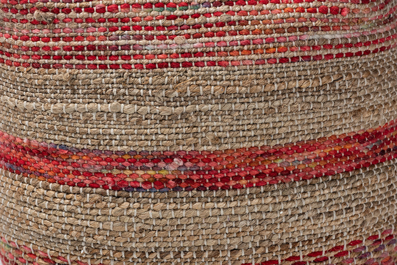Baxton Studio Caiman Moroccan Inspired Multicolored Handwoven Hemp Pouf Ottoman