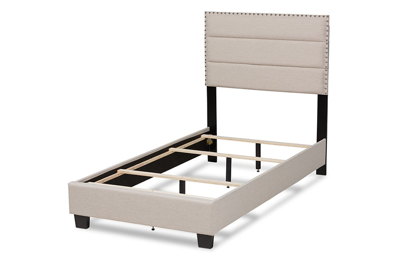 Baxton Studio Ansa Modern and Contemporary Beige Fabric Upholstered Twin Size Bed