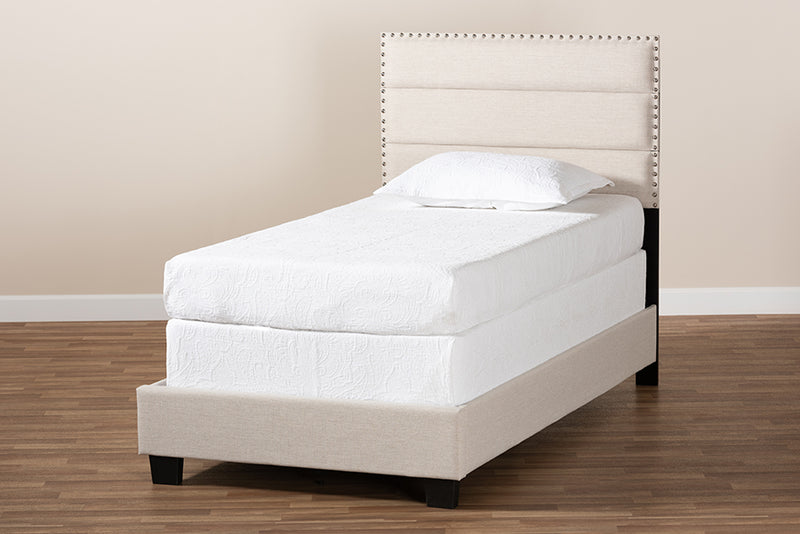 Baxton Studio Ansa Modern and Contemporary Beige Fabric Upholstered Twin Size Bed