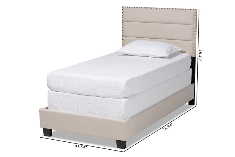 Baxton Studio Ansa Modern and Contemporary Beige Fabric Upholstered Twin Size Bed