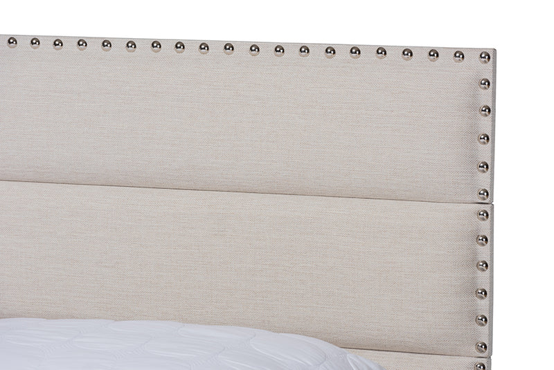 Baxton Studio Ansa Modern and Contemporary Beige Fabric Upholstered Queen Size Bed