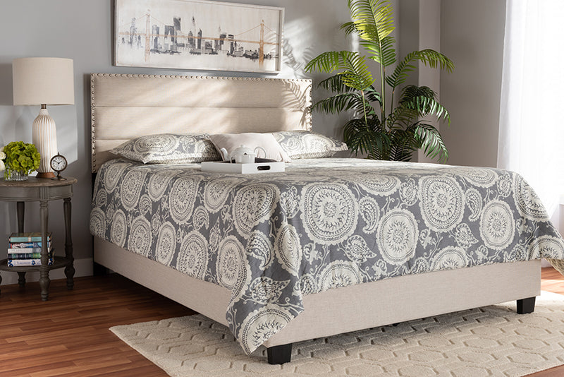 Baxton Studio Ansa Modern and Contemporary Beige Fabric Upholstered Queen Size Bed
