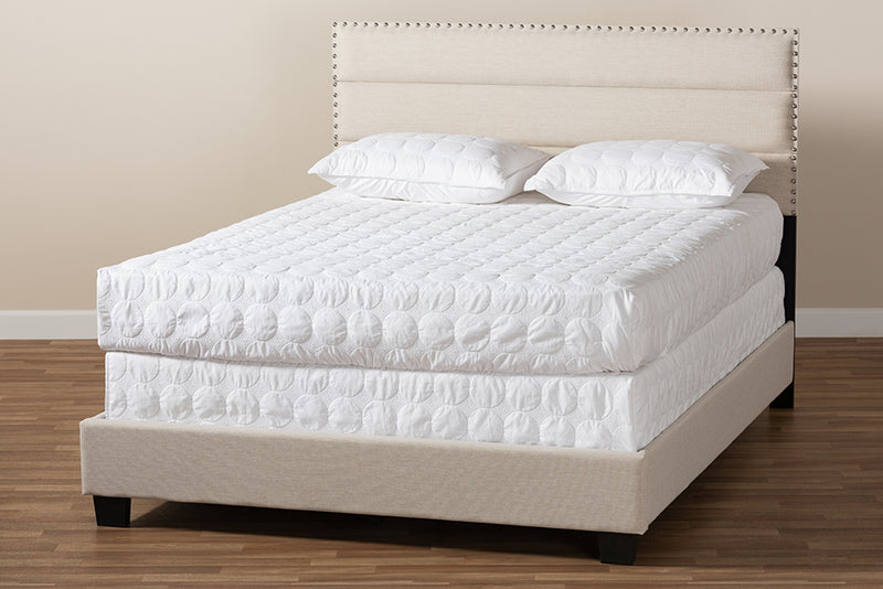 Baxton Studio Ansa Modern and Contemporary Beige Fabric Upholstered Full Size Bed