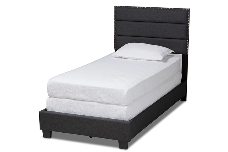 Baxton Studio Ansa Modern and Contemporary Dark Grey Fabric Upholstered Twin Size Bed