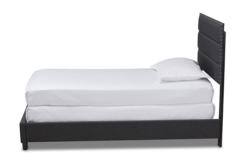 Baxton Studio Ansa Modern and Contemporary Dark Grey Fabric Upholstered Twin Size Bed