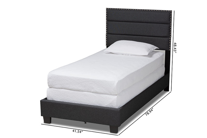 Baxton Studio Ansa Modern and Contemporary Dark Grey Fabric Upholstered Twin Size Bed