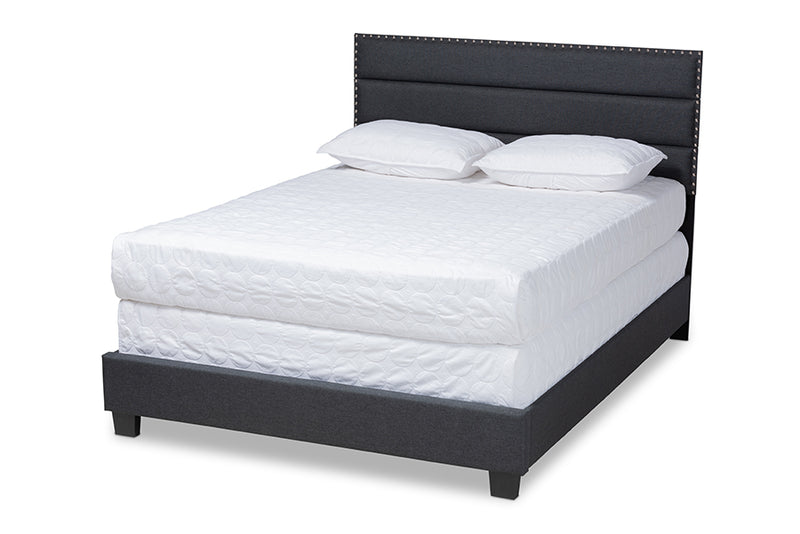 Baxton Studio Ansa Modern and Contemporary Dark Grey Fabric Upholstered Queen Size Bed