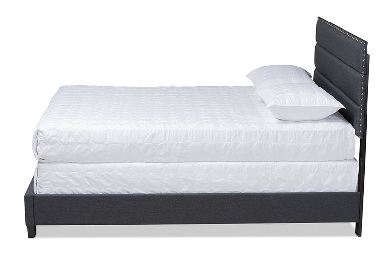 Baxton Studio Ansa Modern and Contemporary Dark Grey Fabric Upholstered Full Size Bed