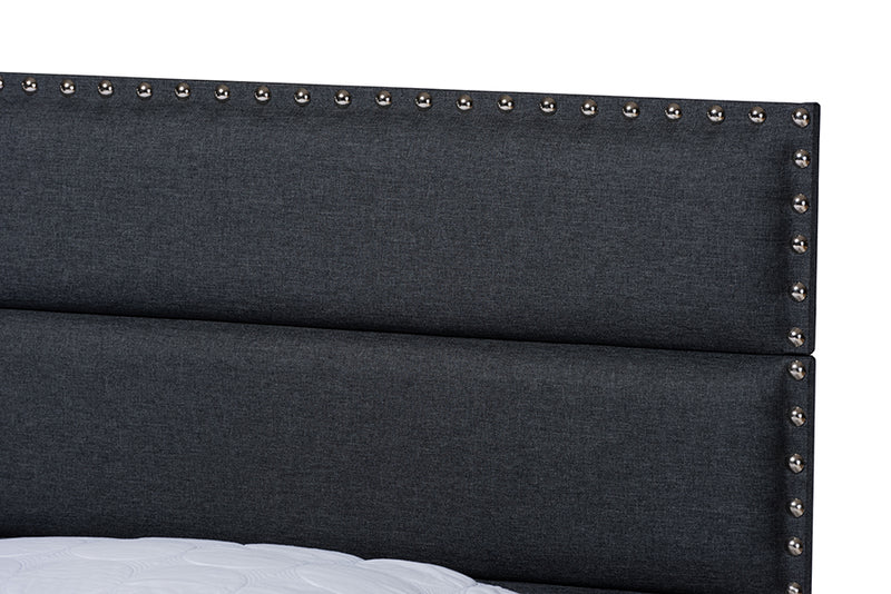 Baxton Studio Ansa Modern and Contemporary Dark Grey Fabric Upholstered Full Size Bed
