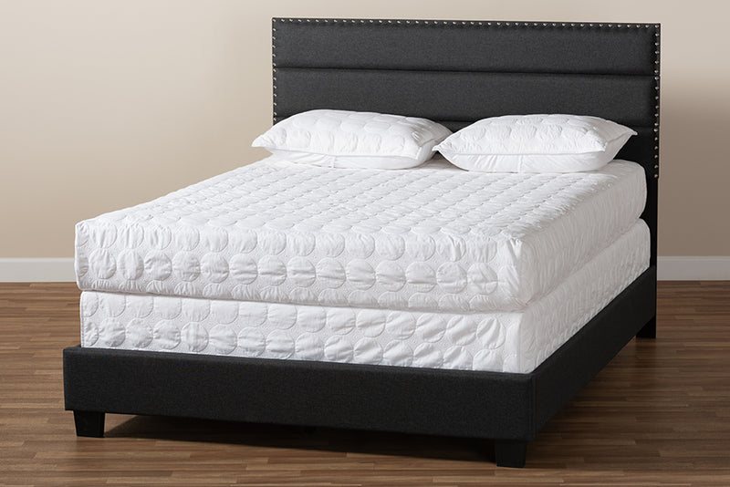 Baxton Studio Ansa Modern and Contemporary Dark Grey Fabric Upholstered Queen Size Bed