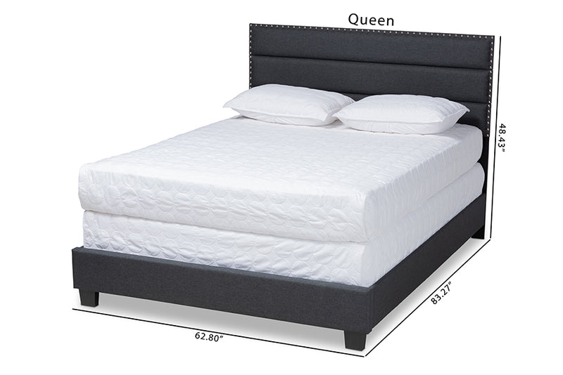 Baxton Studio Ansa Modern and Contemporary Dark Grey Fabric Upholstered Queen Size Bed