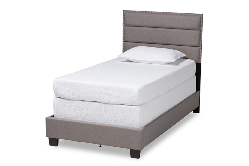 Baxton Studio Ansa Modern and Contemporary Grey Fabric Upholstered Twin Size Bed