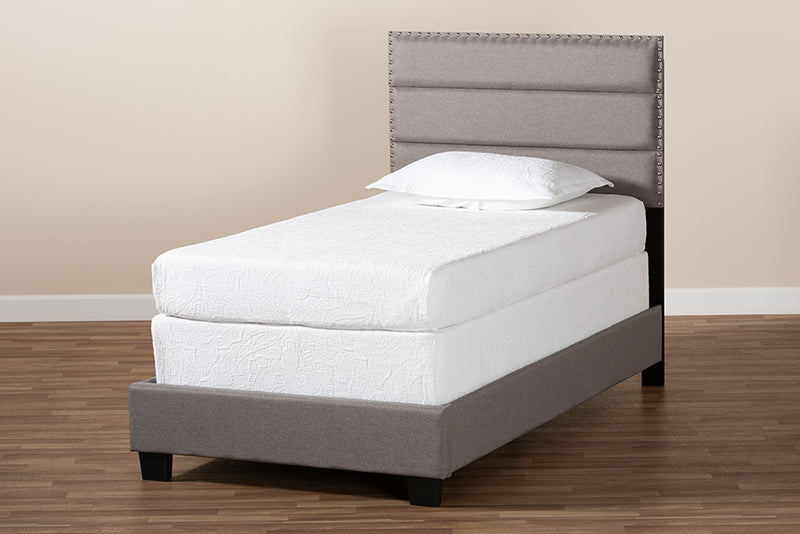 Baxton Studio Ansa Modern and Contemporary Grey Fabric Upholstered Twin Size Bed