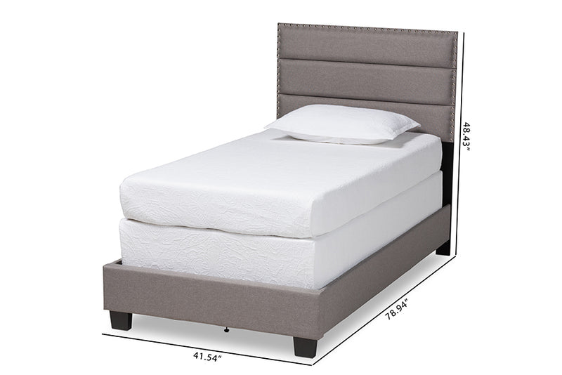 Baxton Studio Ansa Modern and Contemporary Grey Fabric Upholstered Twin Size Bed