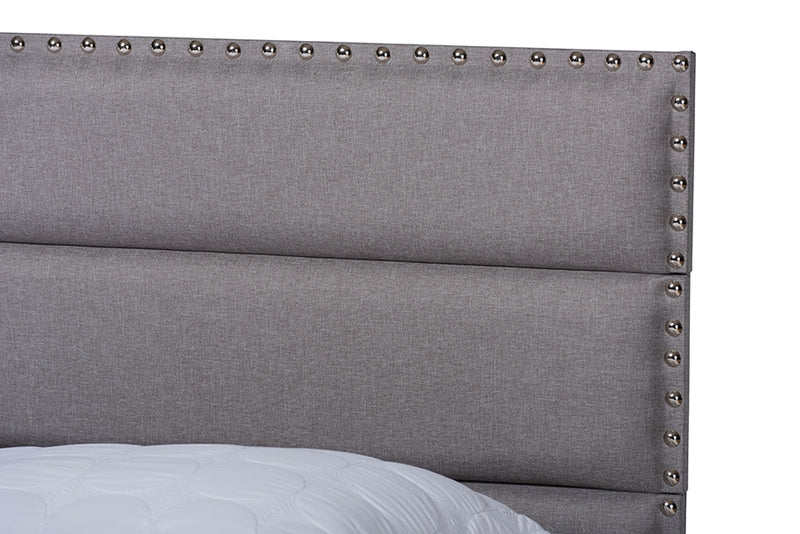 Baxton Studio Ansa Modern and Contemporary Grey Fabric Upholstered Queen Size Bed
