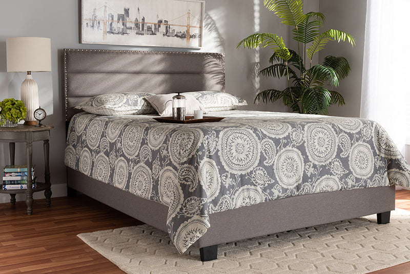 Baxton Studio Ansa Modern and Contemporary Grey Fabric Upholstered Full Size Bed