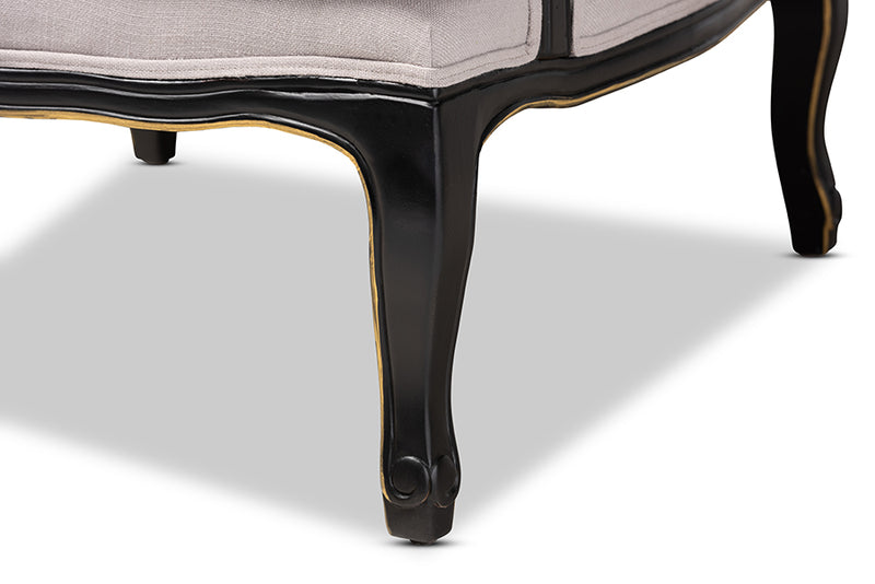 Baxton Studio Antoinette Traditional Beige Fabric Upholstered and Black Finished Accent Chair