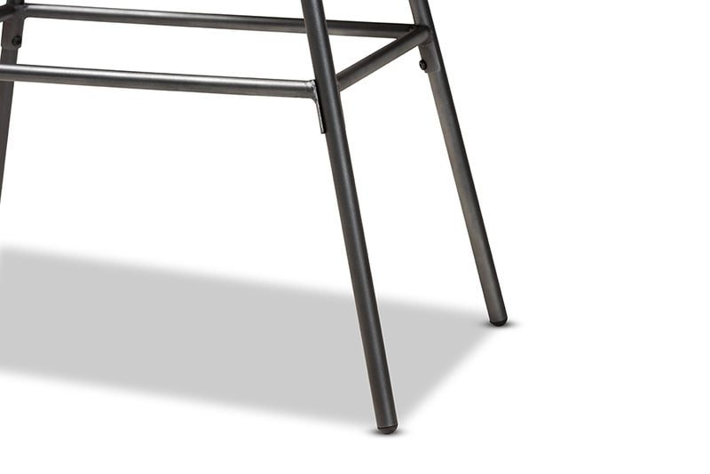 Baxton Studio Jette Modern and Contemporary Grey Fabric Upholstered Dark Grey Metal 2-Piece Bar Stool Set