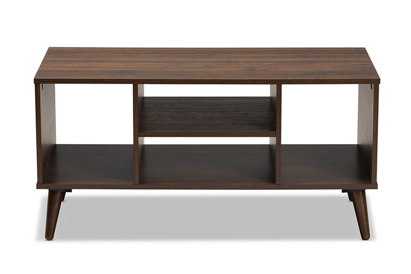 Baxton Studio Linas Mid-Century Modern Walnut Finished Coffee Table