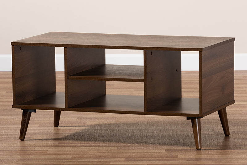 Baxton Studio Linas Mid-Century Modern Walnut Finished Coffee Table