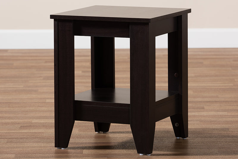 Baxton Studio Audra Modern and Contemporary Dark Brown Finished Wood End Table