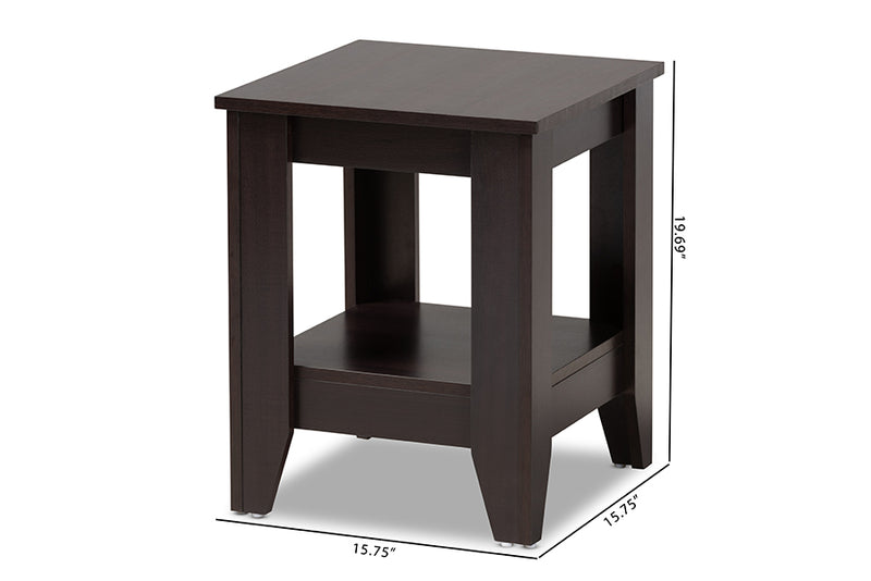 Baxton Studio Audra Modern and Contemporary Dark Brown Finished Wood End Table