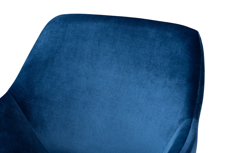Baxton Studio Germaine Glam and Luxe Navy Blue Velvet Fabric Upholstered Gold Finished 2-Piece Metal Dining Chair Set