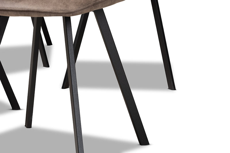 Baxton Studio Filicia Modern and Contemporary Grey and Brown Imitation Leather Upholstered 4-Piece Metal Dining Chair Set  Set