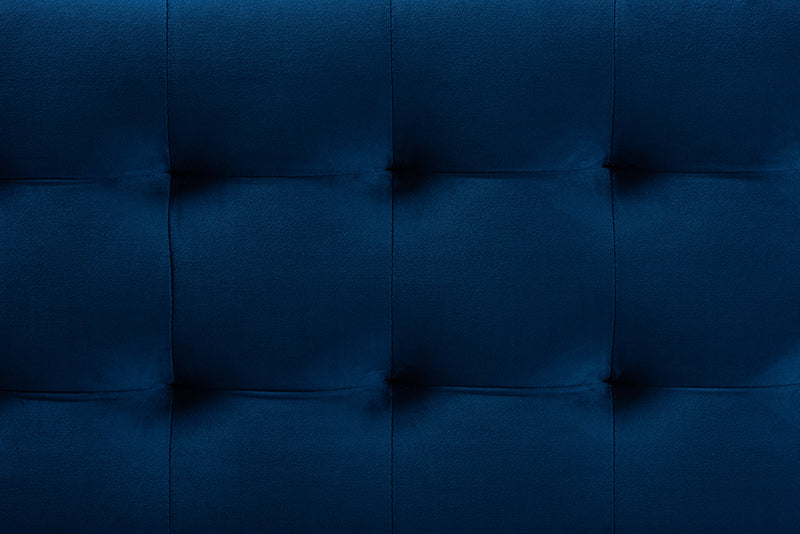 Baxton Studio Roanoke Modern and Contemporary Navy Blue Velvet Fabric Upholstered Grid-Tufted Storage Ottoman Bench