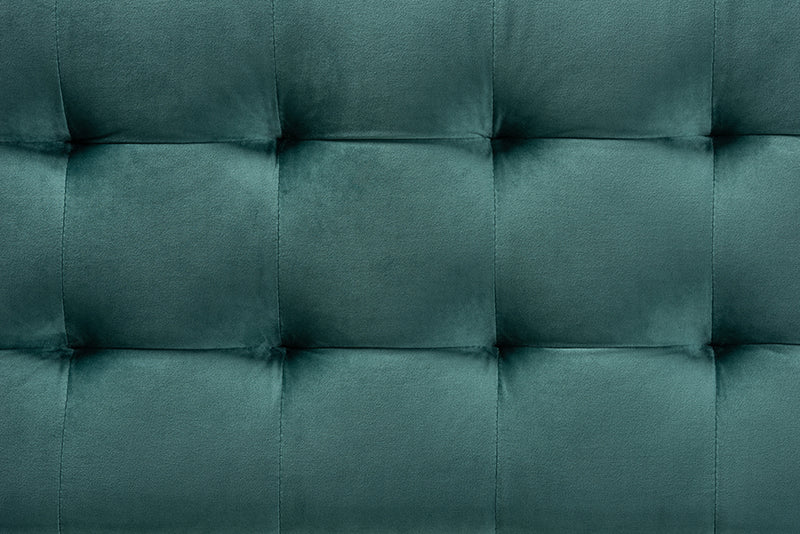 Baxton Studio Roanoke Modern and Contemporary Teal Blue Velvet Fabric Upholstered Grid-Tufted Storage Ottoman Bench