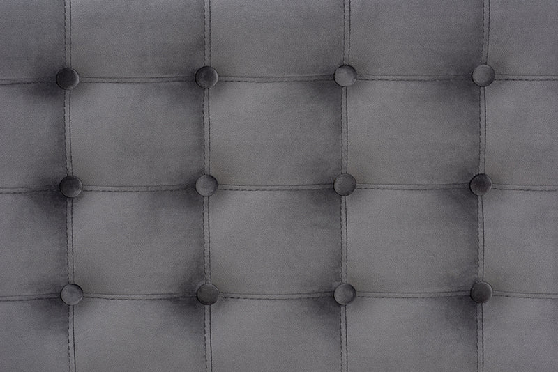 Baxton Studio Kaylee Modern and Contemporary Grey Velvet Fabric Upholstered Button-Tufted Storage Ottoman Bench