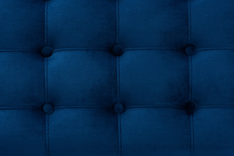 Baxton Studio Kaylee Modern and Contemporary Navy Blue Velvet Fabric Upholstered Button-Tufted Storage Ottoman Bench