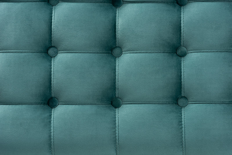 Baxton Studio Kaylee Modern and Contemporary Teal Blue Velvet Fabric Upholstered Button-Tufted Storage Ottoman Bench