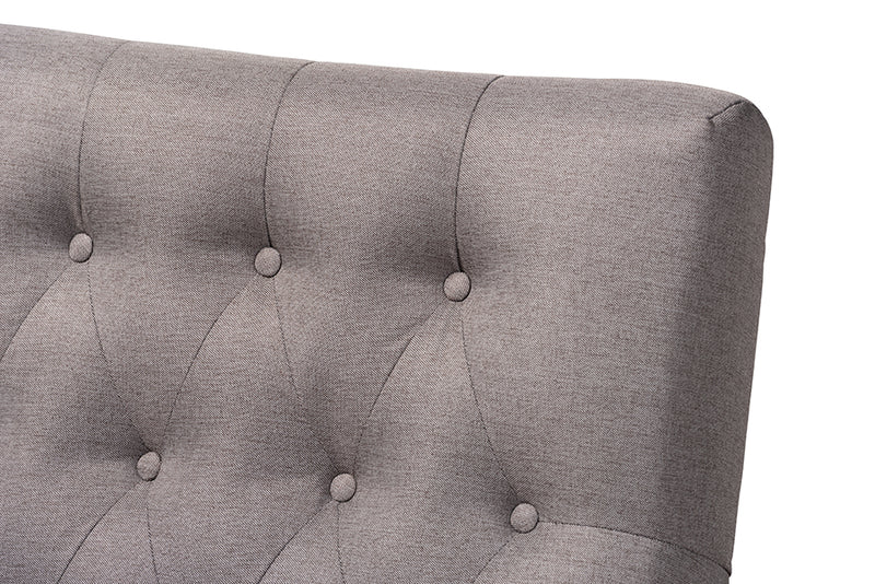 Baxton Studio Naeva Mid-Century Modern Grey Fabric Upholstered Walnut Finished Wood Armchair