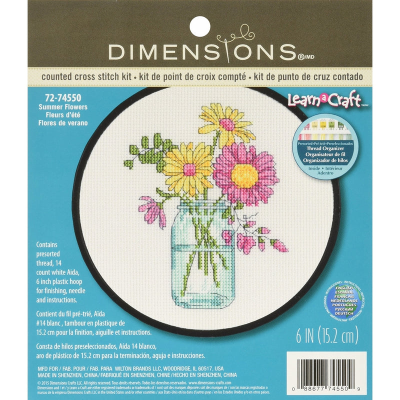 Dimensions Summer Flowers Counted Cross Stitch Kit, 72-74550